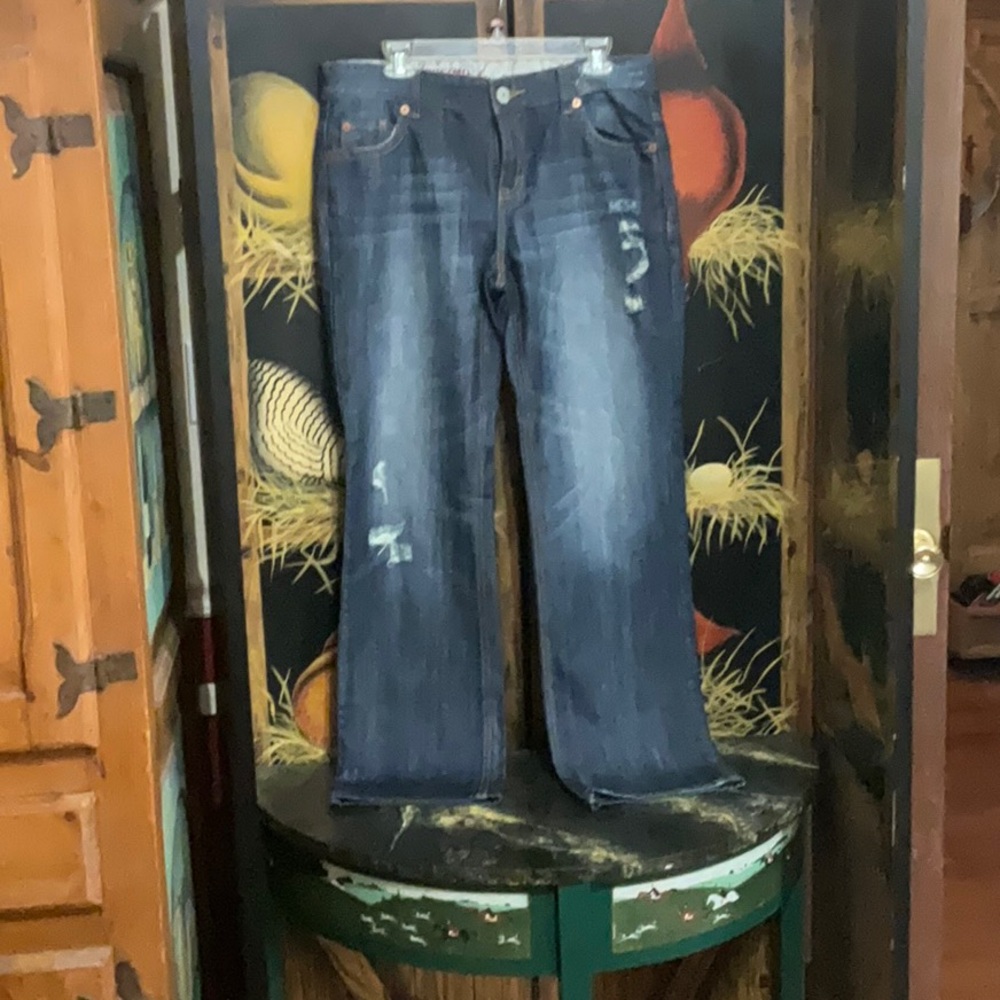 Mossimo Supply Co. Boyfriend Distressed Blue Jeans